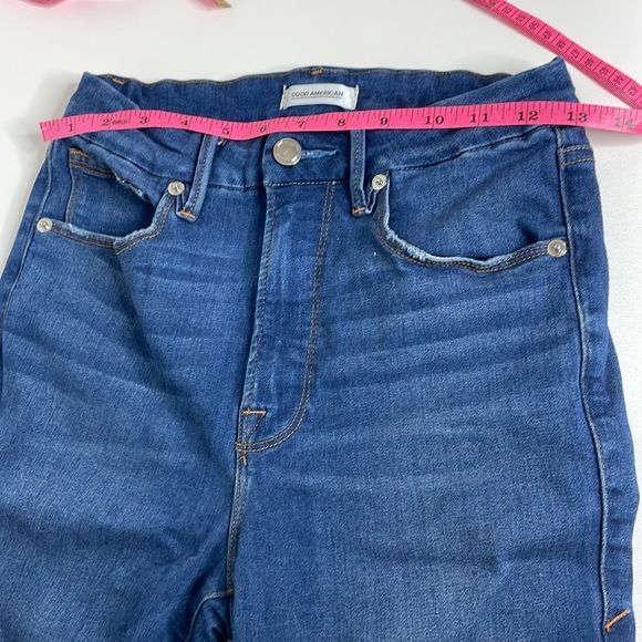 Good American Good Waist High Rise ankle raw hem jeans size 4/27 - Picture 10 of 10